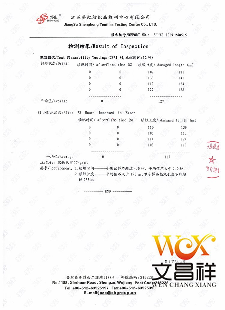 Flame retardant standard